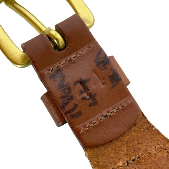 Leather Man Mens Yellowfin Tuna Fish Belt 44 Leather Tabs Webbing Brass Buckle - Picture 4 of 5